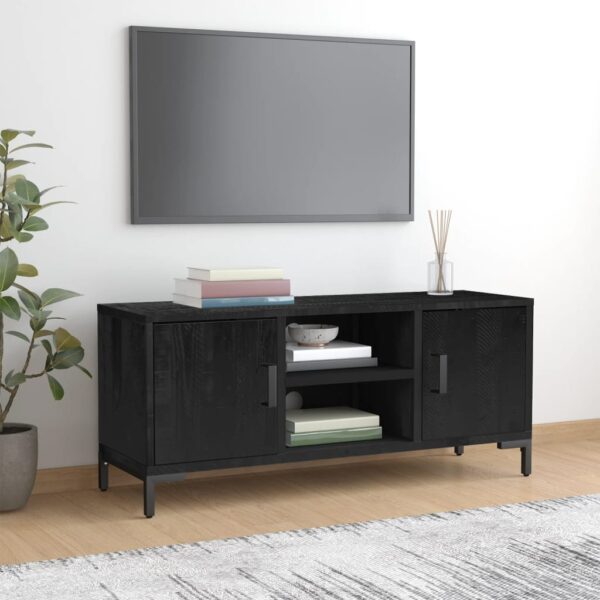 vidaXL TV-benk svart 110x35x48 cm heltre furu