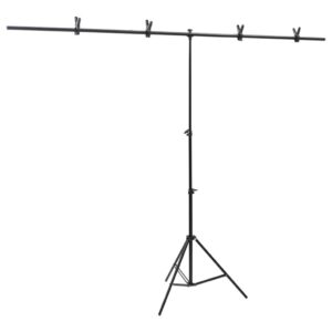 vidaXL Bakgrunnsstativ T-form svart 201x60x(70-200) cm