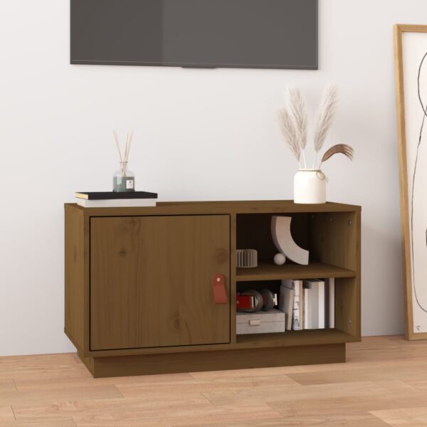 vidaXL TV-benk honningbrun 70x34x40 cm heltre furu