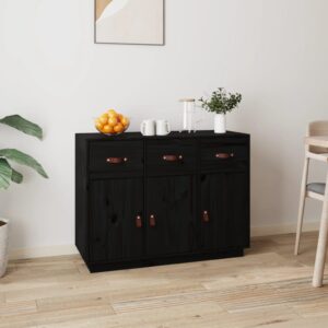 vidaXL Skjenk svart 100x40x75 cm heltre furu