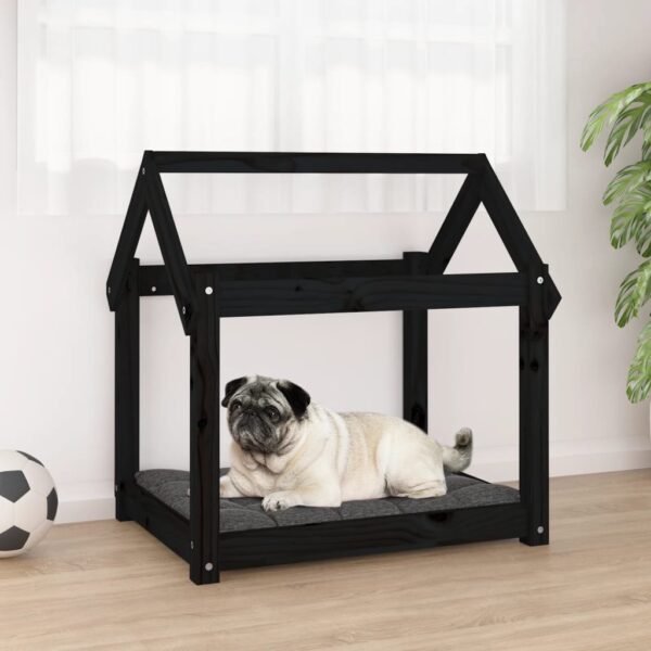 vidaXL Hundeseng svart 71x55x70 cm heltre furu