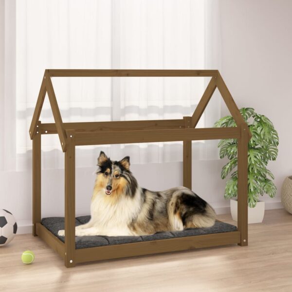 vidaXL Hundeseng honningbrun 101x70x90 cm heltre furu