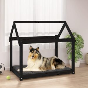 vidaXL Hundeseng svart 101x70x90cm heltre furu