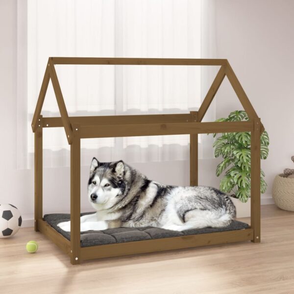 vidaXL Hundeseng honningbrun 111x80x100 cm heltre furu