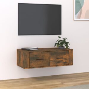 vidaXL Hengende TV benk røkt eik 80x36x25 cm konstruert tre