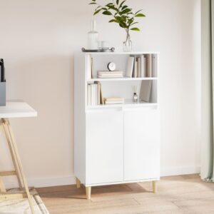 vidaXL Highboard høyglans hvit 60x36x110 cm konstruert tre