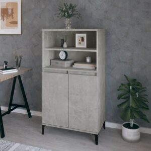 vidaXL Highboard betonggrå 60x36x110 cm konstruert tre