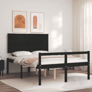 vidaXL Seniorseng med hodegavl svart 140x190 cm heltre