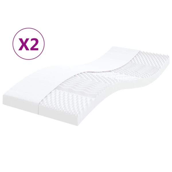 vidaXL Skummadrasser 2 stk hvit 100x200 cm 7-Zone hardhet 20 ILD