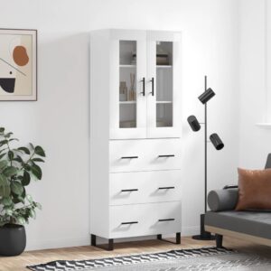 vidaXL Highboard høyglans hvit 69