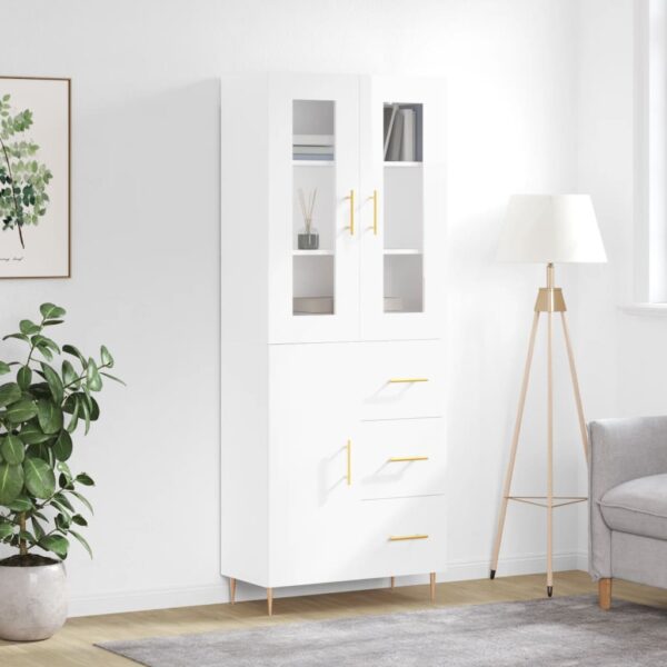 vidaXL Highboard høyglans hvit 69