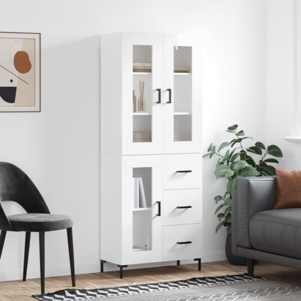 vidaXL Highboard høyglans hvit 69