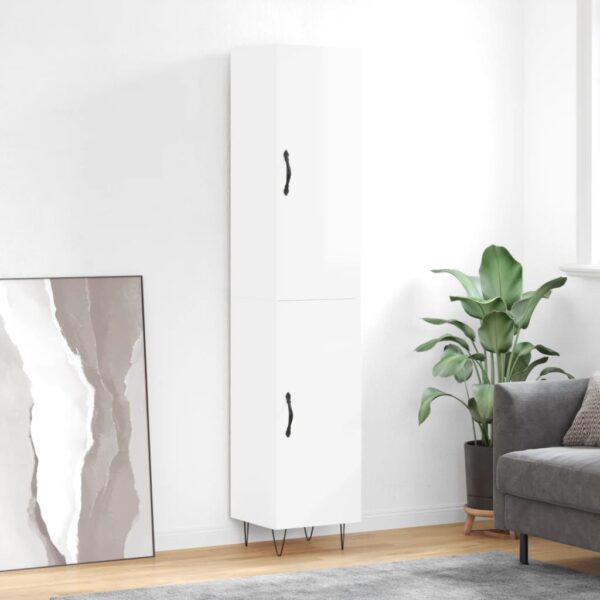 vidaXL Highboard høyglans hvit 34