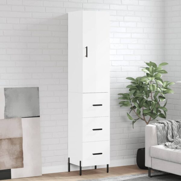 vidaXL Highboard høyglans hvit 34