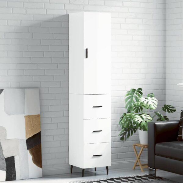 vidaXL Highboard høyglans hvit 34