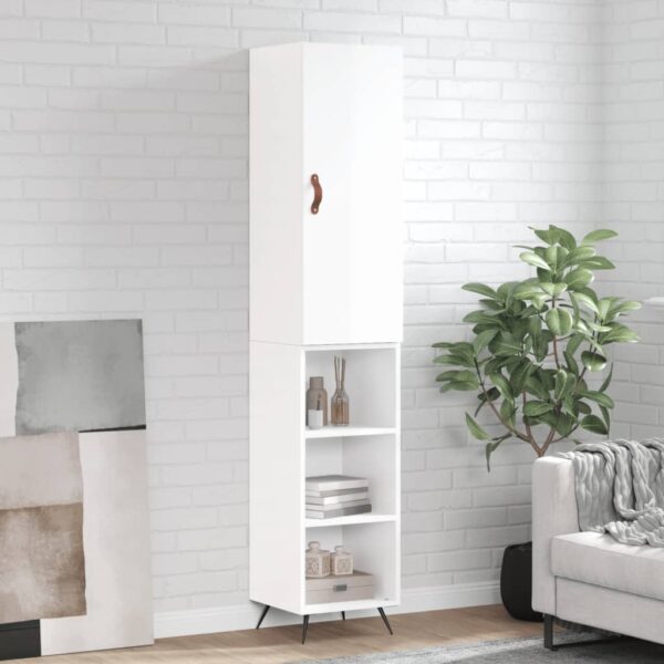 vidaXL Highboard høyglans hvit 34