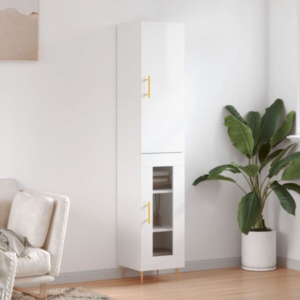 vidaXL Highboard høyglans hvit 34