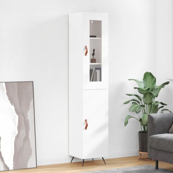 vidaXL Highboard høyglans hvit 34