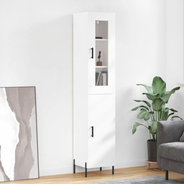 vidaXL Highboard høyglans hvit 34