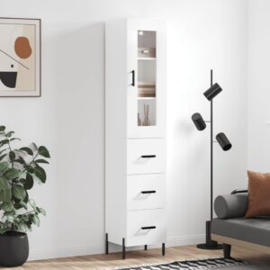 vidaXL Highboard høyglans hvit 34