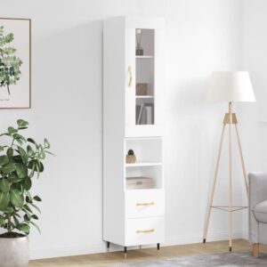 vidaXL Highboard høyglans hvit 34