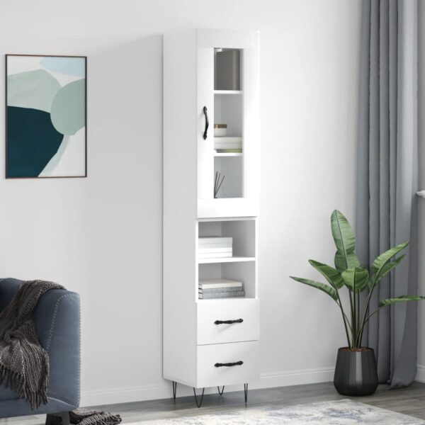 vidaXL Highboard høyglans hvit 34