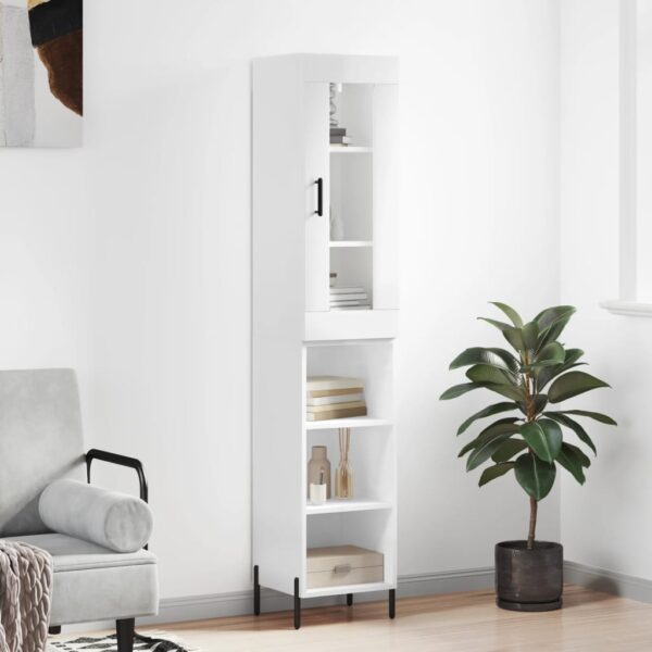 vidaXL Highboard høyglans hvit 34