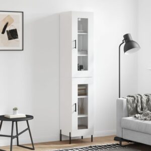 vidaXL Highboard høyglans hvit 34