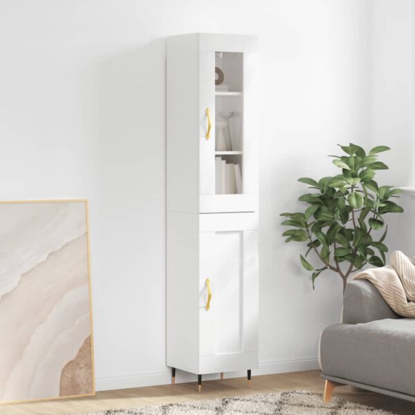 vidaXL Highboard høyglans hvit 34