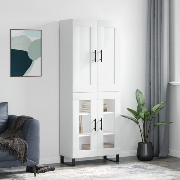 vidaXL Highboard høyglans hvit 69