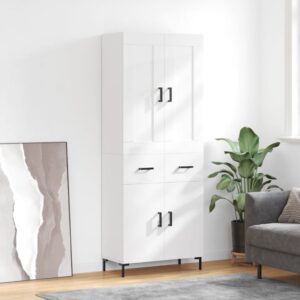 vidaXL Highboard høyglans hvit 69