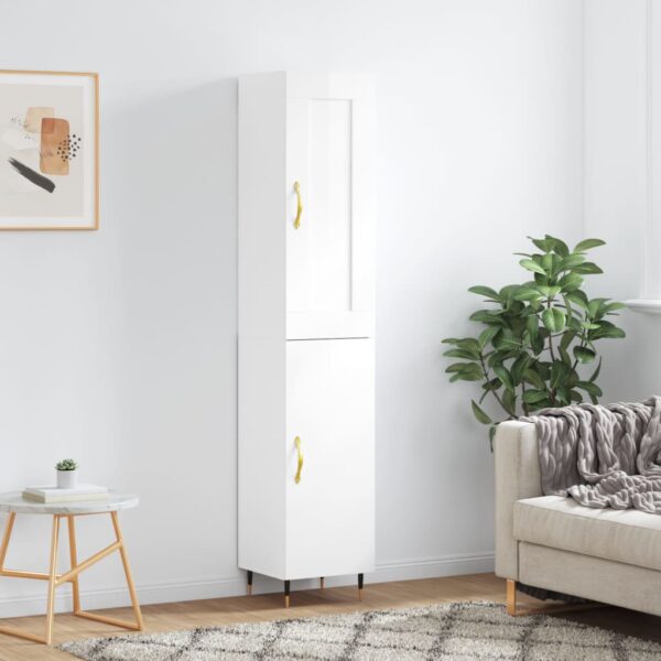 vidaXL Highboard høyglans hvit 34