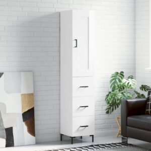 vidaXL Highboard høyglans hvit 34