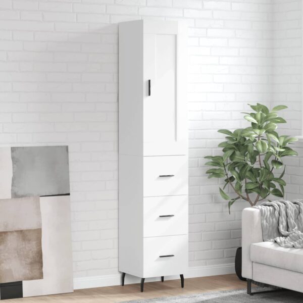 vidaXL Highboard høyglans hvit 34