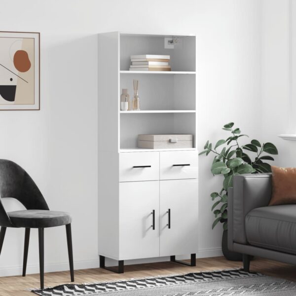 vidaXL Highboard høyglans hvit 69