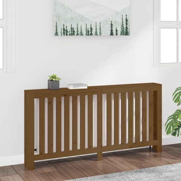 vidaXL Radiatordeksel honningbrun 169x19x84 cm heltre furu