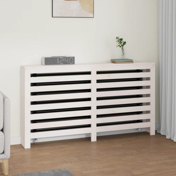 vidaXL Radiatordeksel hvit 153x19x84 cm heltre furu