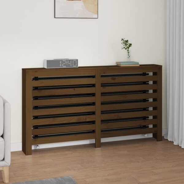 vidaXL Radiatordeksel honningbrun 153x19x84 cm heltre furu