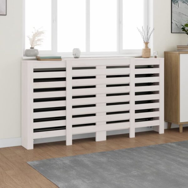 vidaXL Radiatordeksel hvit 210x21x85 cm heltre furu