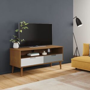 vidaXL TV-benk MOLDE brun 106x40x49 cm heltre furu