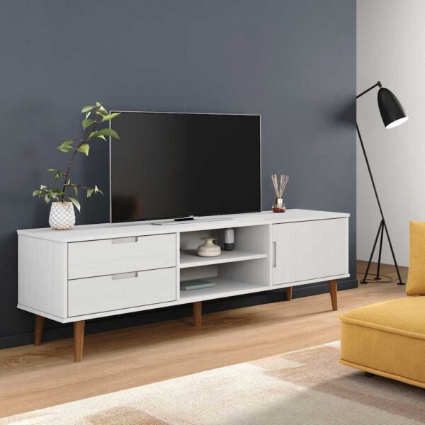 vidaXL TV-benk MOLDE hvit 158x40x49 cm heltre furu