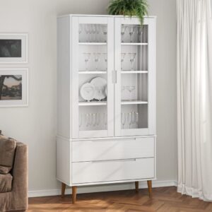 vidaXL Vitrine MOLDE hvit 90x35x175 cm heltre furu