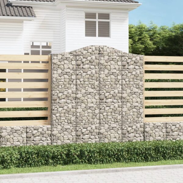 vidaXL Gabionkurver buede 3 stk 200x30x220/240 cm galvanisert jern