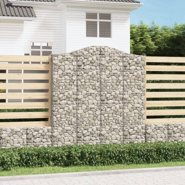 vidaXL Gabionkurver buede 4 stk 200x50x220/240 cm galvanisert jern