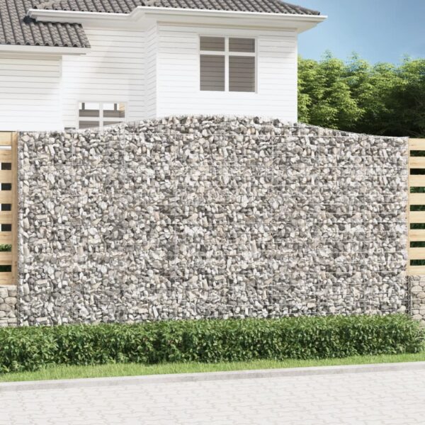 vidaXL Gabionkurver buede 3 stk 400x30x220/240 cm galvanisert jern