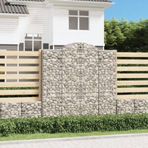 vidaXL Gabionkurver buede 9 stk 200x50x200/220 cm galvanisert jern