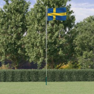 vidaXL Svensk flagg og stang 6