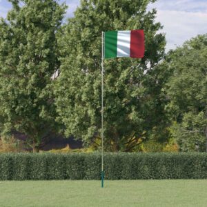 vidaXL Italiensk flagg og stang 5