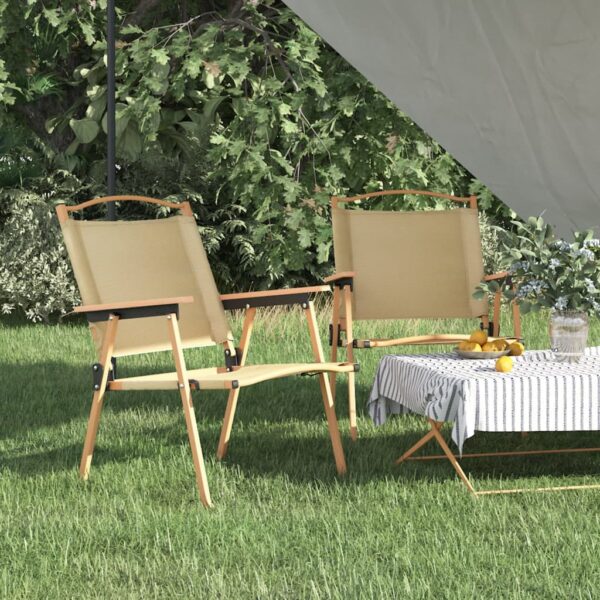 vidaXL Campingstoler 2 stk beige 54x55x78 cm oxfordstoff