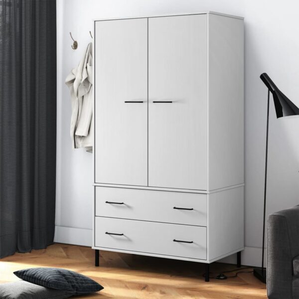 vidaXL Garderobe med metallben hvit 90x55x172